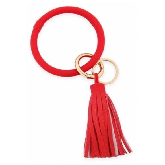Red Faux Leather Key Ring - Picture 1 of 2